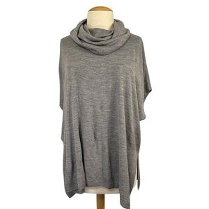 NWT Christina XL Grey Cowl Neck Poncho Sweater Sleeveless Oversize Cozy Knit